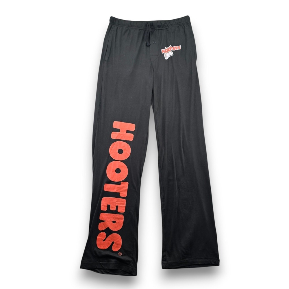 Hooters x Spencers Lounge Pants Mens Med Black Polyester Spandex Pajama Bottoms